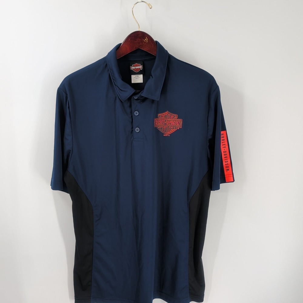 Harley-Davidson Cowboy's Alamo‎ City Classic Polo Shirt Navy Blue Black Size L